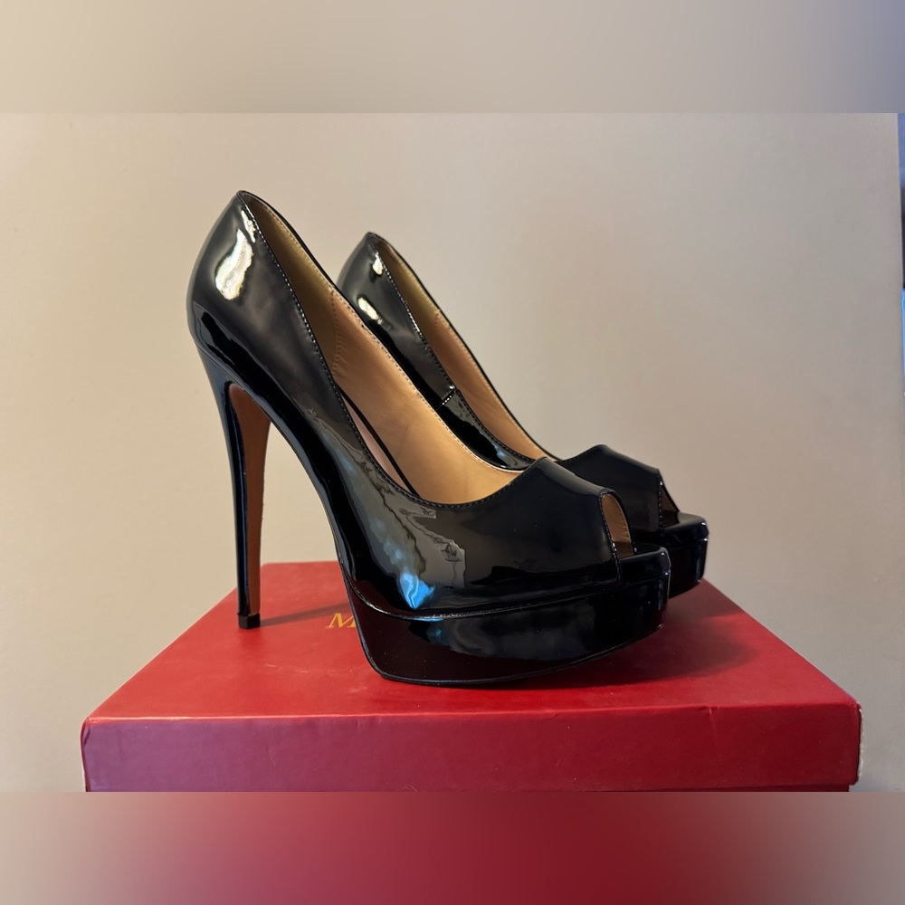 Elegant Black Peep-Toe Stilettos
